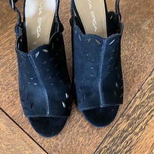 Step into Fall with Via Spiga Suede Peep Toe Sling Backs